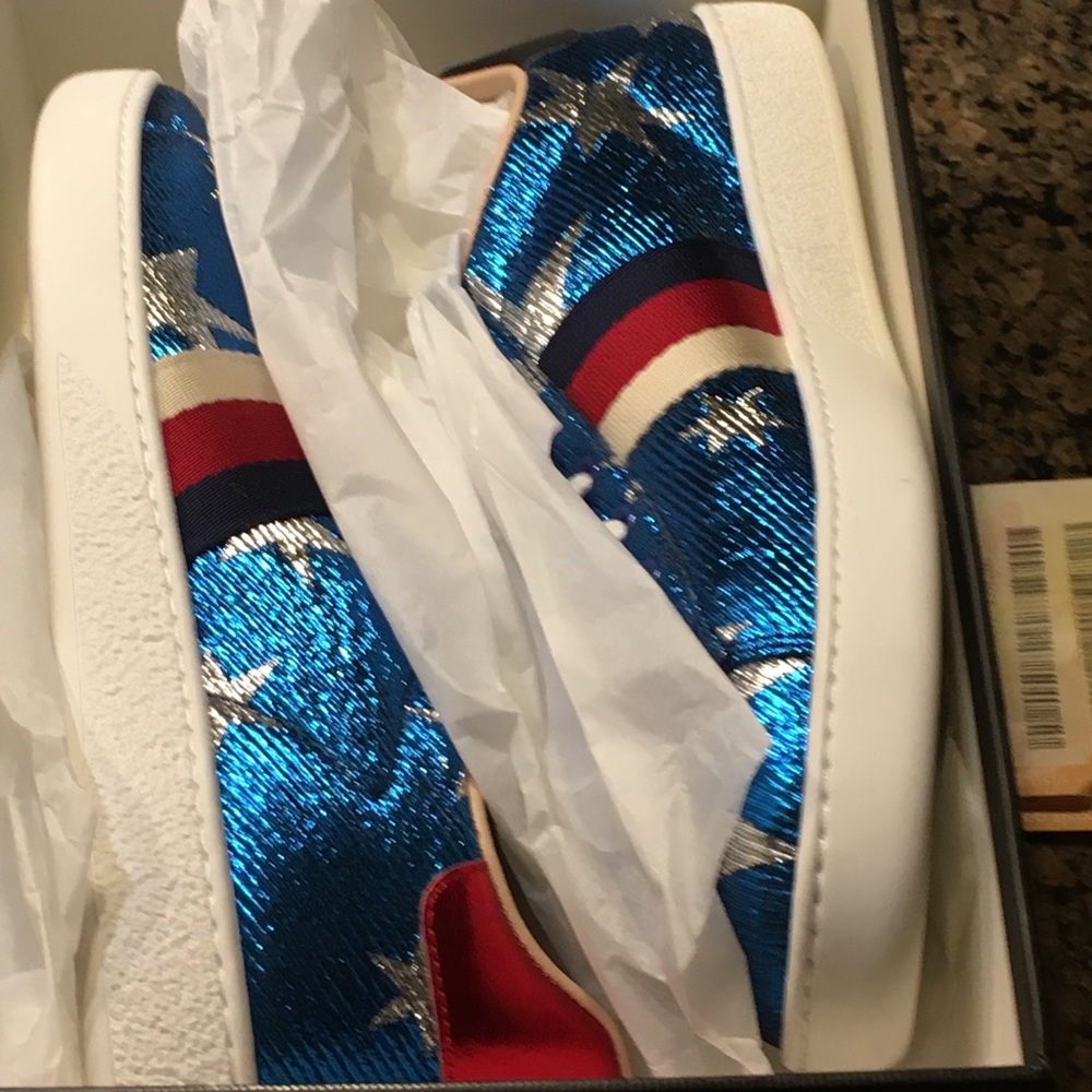 Gucci tennis shoes - metallic patriotic